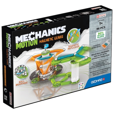 Geomag Mechanics Motion, Magnetic Gears, Recycled Plastic, 96 Pieces Per Set 767